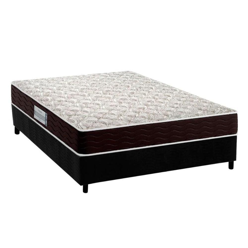 Cama Box Casal: Colchão Espuma D33 Probel Advanced + Base CRC Suede Black(138x188)