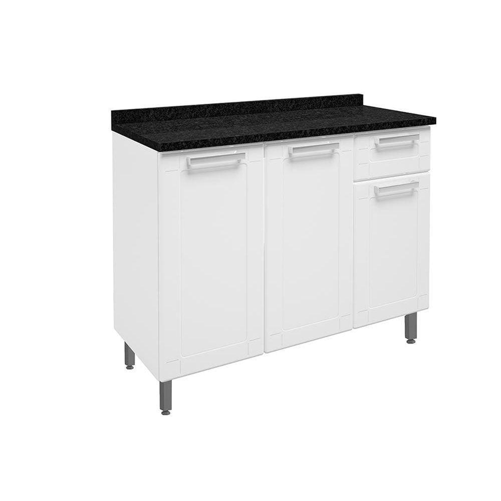 Balcão de Cozinha Modulado Múltipla 6112 3 Portas 1 Gaveta c/Tampo Branco - Bertolini