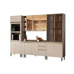 Cozinha Completa Connect 8 Peças (1 Armário + 2 Balcões + 2 Paneleiros + 3 Complementos) C8P05 Duna/Cristal - Henn