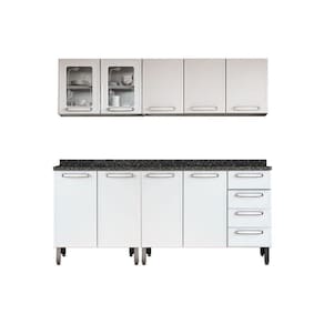 Cozinha Modulada Completa Evidence 4 Peças (2 Armários + 2 Balcões) C4P41 Branco - Bertolini