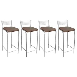 Kit 4 Banquetas Sala Jantar Gênova 1B705CR 4 Un Cromado/Courano Marrom - Kappesberg