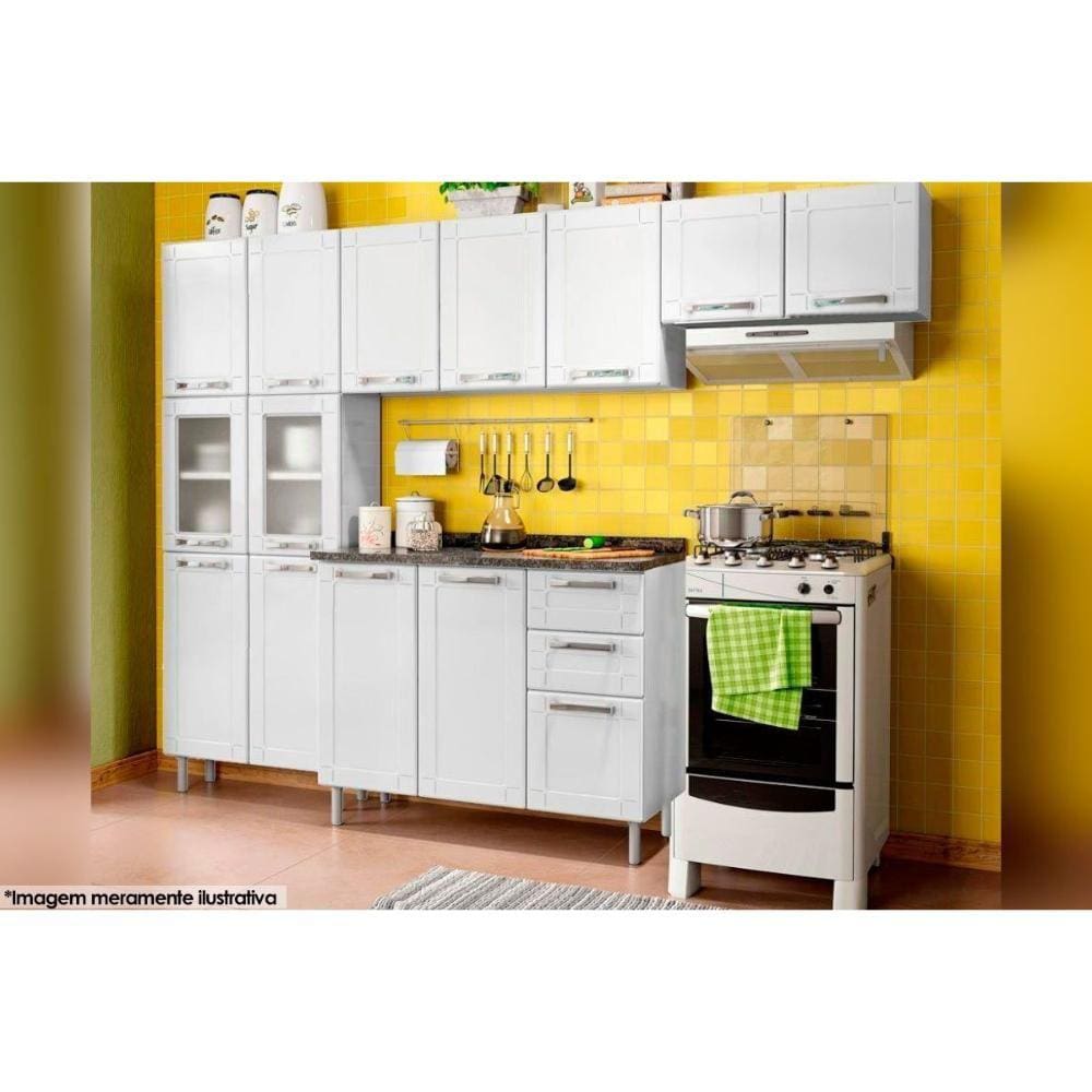 Kit de Cozinha Modulada 4 Peças Múltipla  (2 Armários + 1 Balcão + 1 Paneleiro) C4P81 Branco - Bertolini