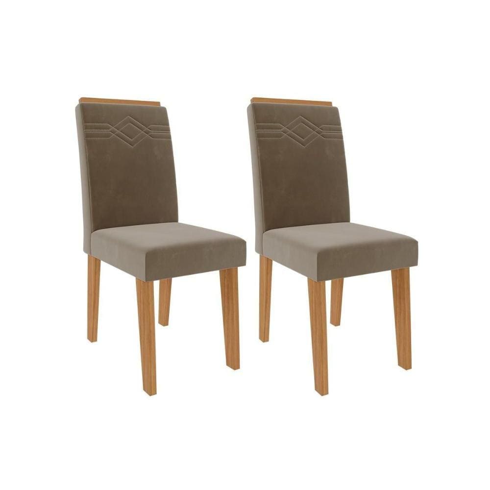 Kit 2 Cadeiras Sala Jantar Taís 2 Un Nature/Suede Joli - Cimol