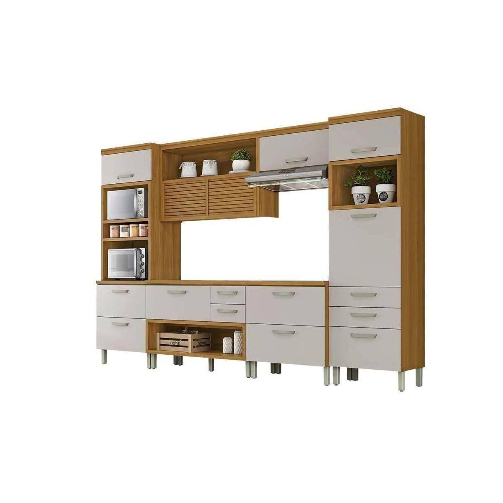 Cozinha Completa Princesa 5 Peças (1 Armário + 2 Balcões + 2 Paneleiros) C5P22 Freijo/Off White - Nesher