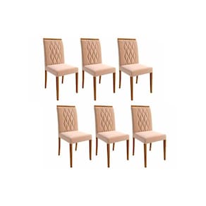 Kit 6 Cadeiras Sala Jantar Juliana 6 Un Madeira/Suede Nude - Cimol