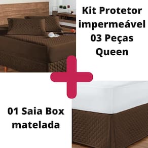Kit Protetor Colchão Queen + 2 Capa Travesseiro Impermeável