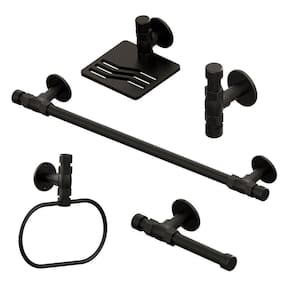 Kit Industrial Argola+Toalheiro+Papeleira+ Cabide+ Sab Preto