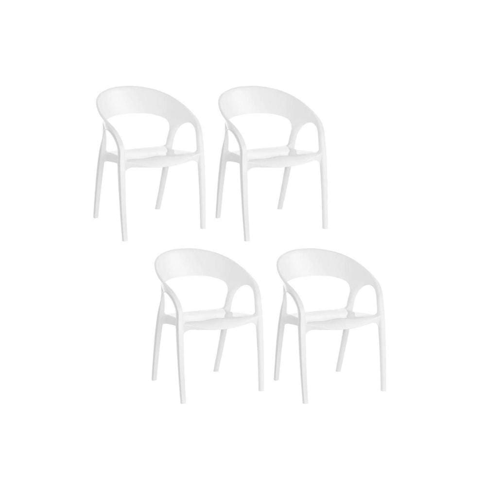 Kit 4 Cadeiras de Cozinha Glass Plus UZ8004 4 Un Polipropileno Branco - Kappesberg