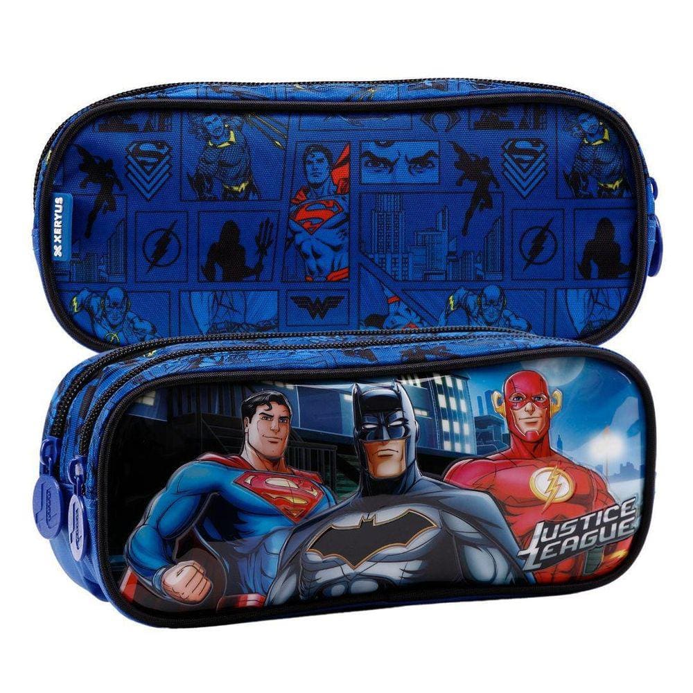 Estojo Duplo Infantil Escolar Batman E Superman Dc