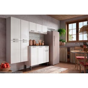 Kit de Cozinha Modulada 4 Peças Dona Maria (1 Armário + 1 Balcão + 1 Paneleiro + 1 Complemento) C4P91 Branco - Bertolini