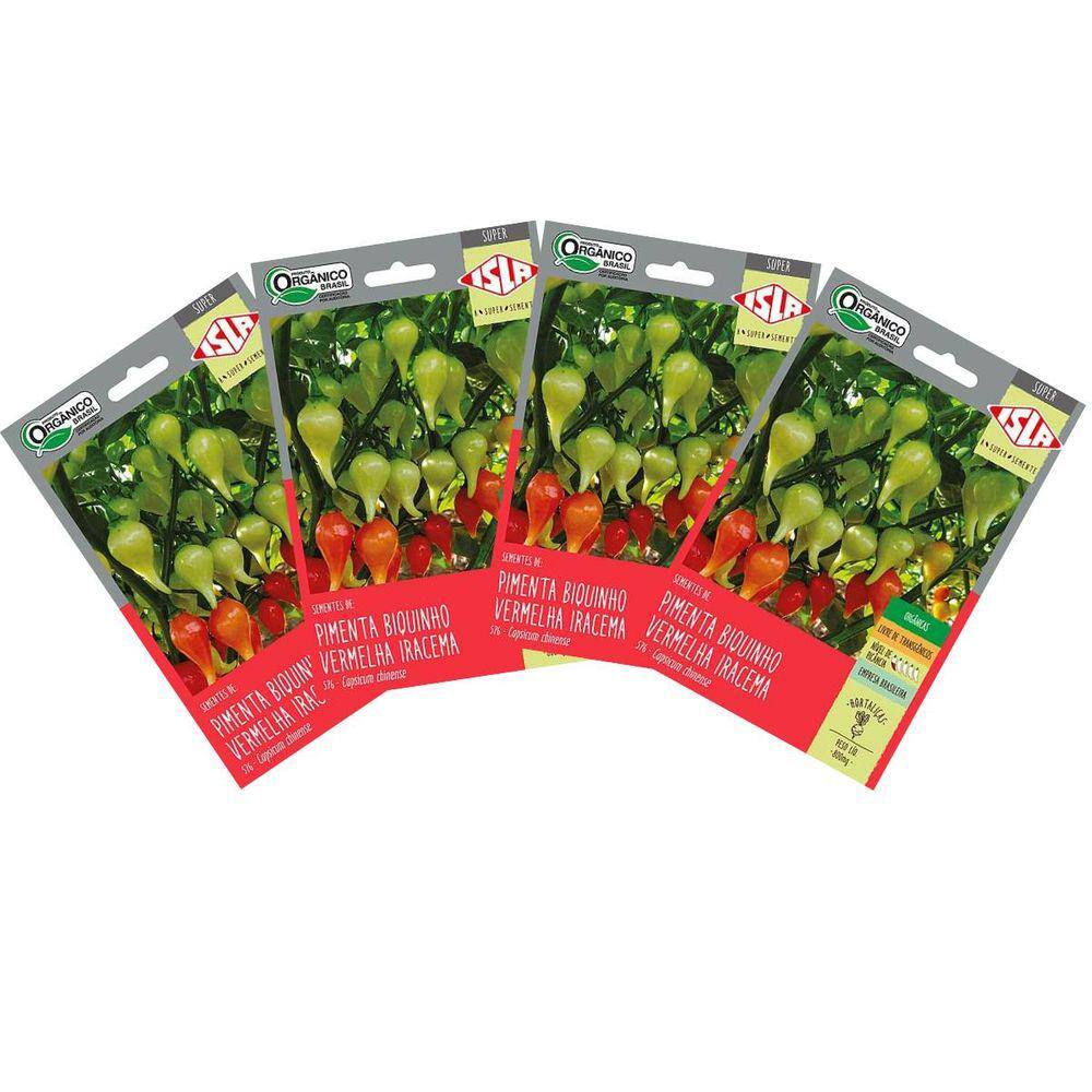 4X Sementes de Pimenta Iracema (Biquinho Vermelha) Orgânica