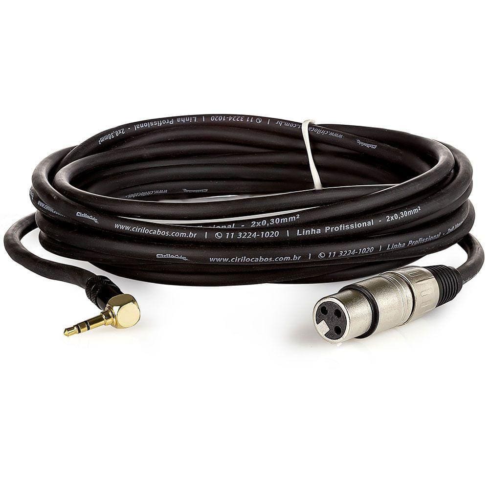 Cabo Profissional Xlr Fêmea Para P2 90 Graus Estereo - 45 Metros