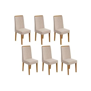 Cadeira Sala de Jantar Exclusive Kit 6 Un Rovere/Amêndoa/Linho Rinzai Bege - Lopas