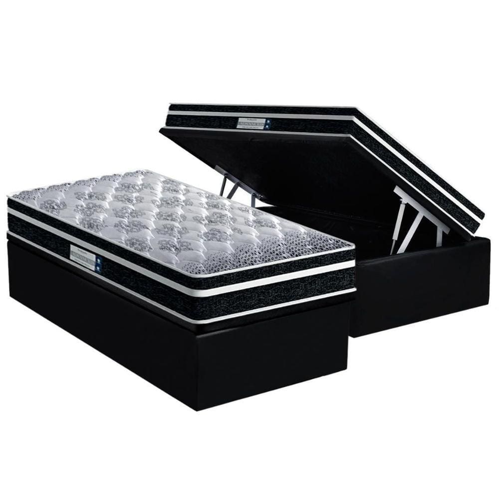 Cama Box Baú Solteiro: Colchão Anatômico Probel D33/EP ProDormir Advanced Tech1500 Plus + Base CRC Suede Black(88x188)