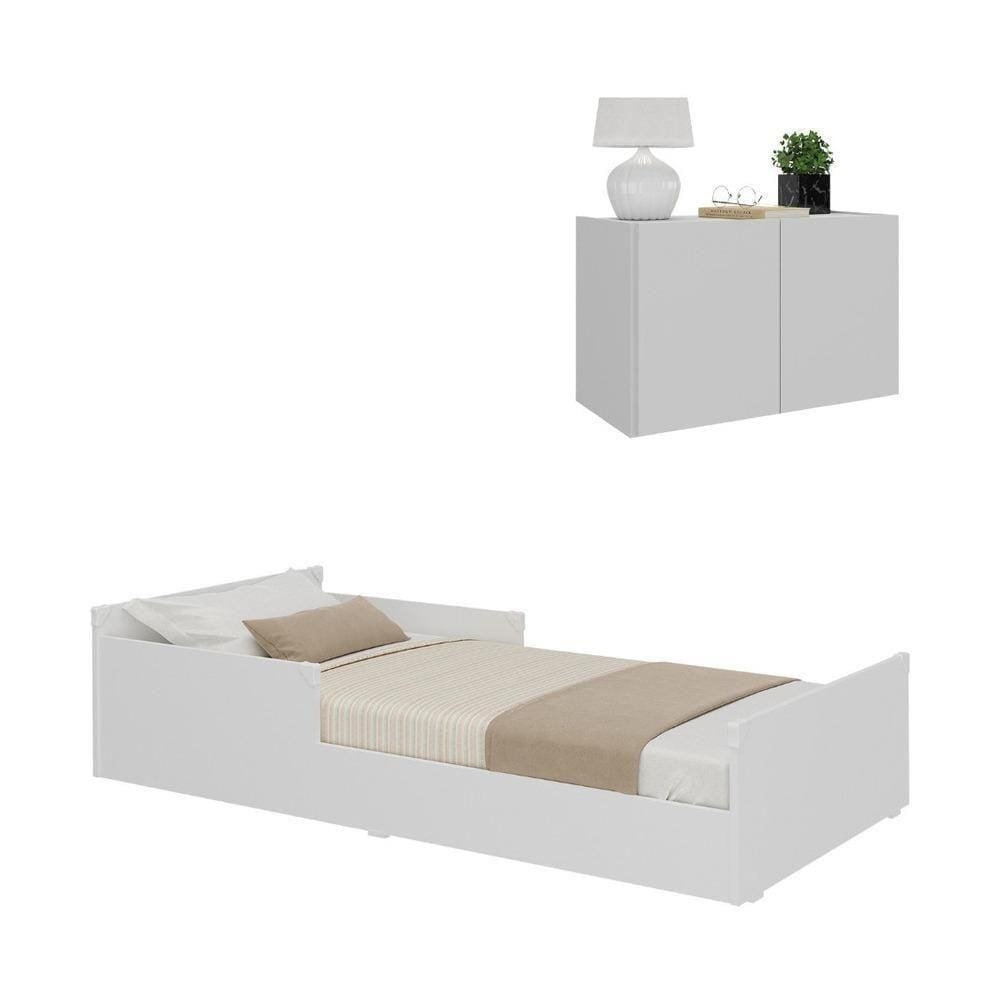 Minicama Infantil Montessoriana E Mesa Cabeceira 2 Portas Multimóveis Mp4205 Branca Branco