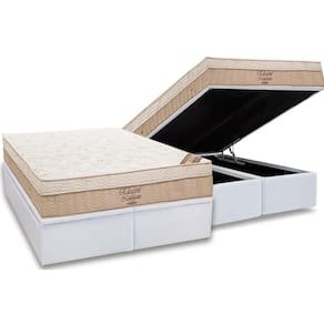 Conjunto Box Baú Queen: Colchão Molas Ortobom Nanolastic Elegant + Base CRC Courano White(158x198)