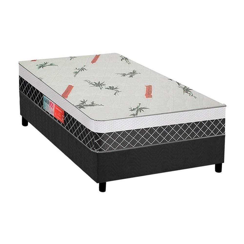 Conjunto Box Solteiro: Colchão Anatômico Plumatex D28/EP Falcon Ultra Firme + Base CRC Suede Gray(88x188)