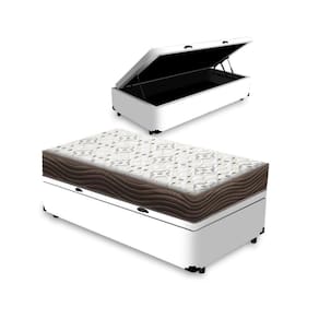 Cama Box Baú Solteiro King + Colchão D45 Iso 150 Ortobom 96cm - Suporta até 120kg