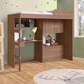 Cama De Solteiro Alta Multifuncional Com Escrivaninha Montana Pupi Shop Jm