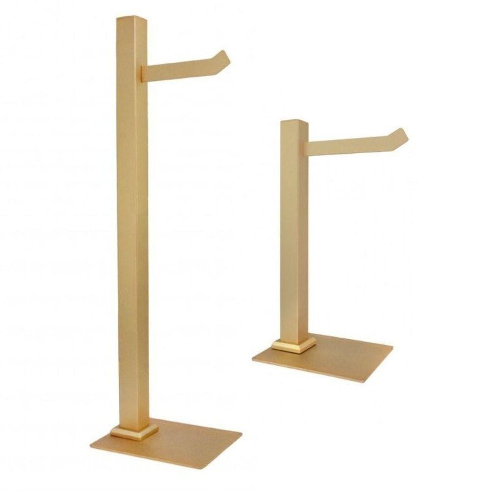 Kit 1 Papeleira de Chão 1 Porta Toalhas de Bancada Ouro