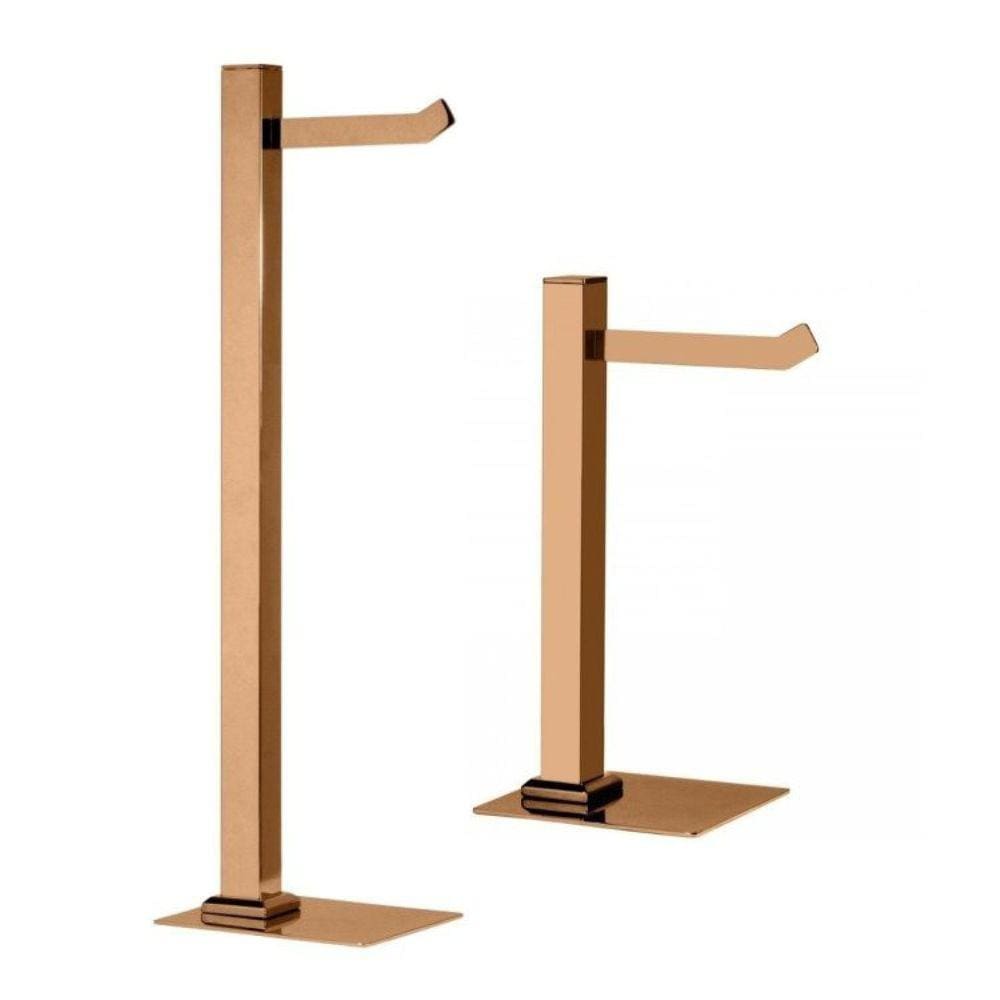 Kit Papeleira de Chão com Porta Toalha de Bancada Rosé Gold