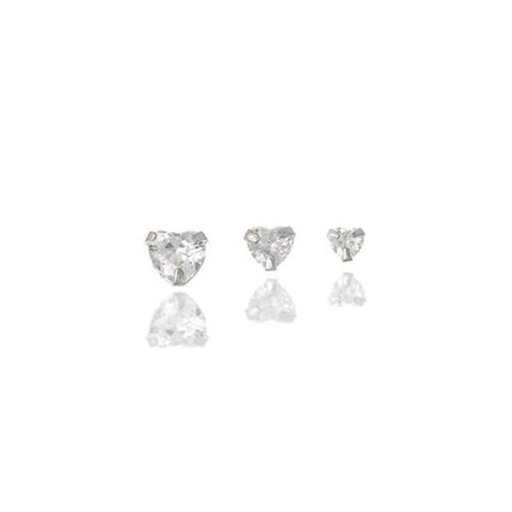 Trio De Brincos Coração Em Prata 925