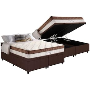 Cama Box Baú King: Colchão Molas Anjos King Best Superlastic + Base CRC Courano Brown(193x203)