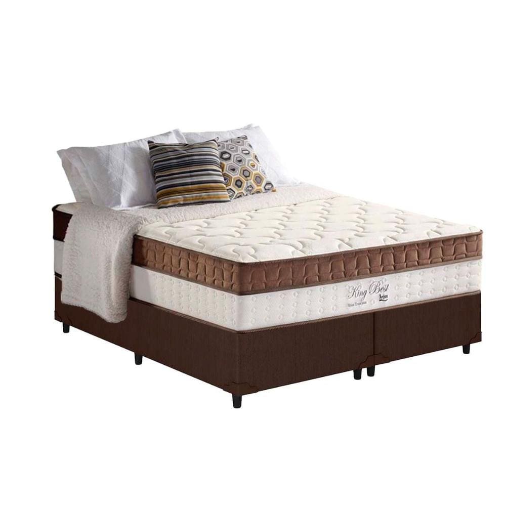 Cama Box Queen: Colchão Molas Anjos Superlastic King Best + Base Courano Brown(158x198)