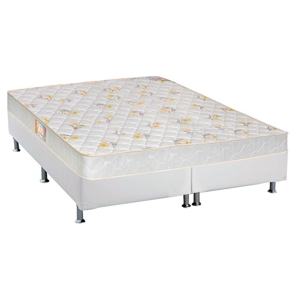 Cama Box Queen: Colchão Espuma Castor D28 Sleep Max + Base CRC Courano White(158x198)