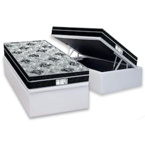 Cama Box Baú Solteiro: Colchão Molas Probel Prolastic ProDormir Born + Base CRC Courano White(88x188)