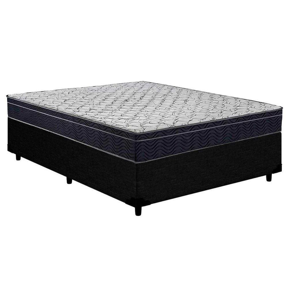 Cama Box Casal: Colchão Anatômico Ortobom D45/EP Airtech 150 Ortopilow + Base CRC Courano Black(138x188)