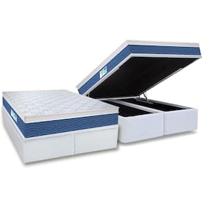 Cama Box Baú King: Colchão Molas Probel Prolastic ProDormir Blue + Base CRC Courano White(193x203)