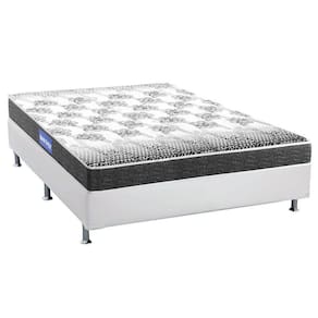 Cama Box Casal: Colchão Espuma Probel Guarda Costas Resistente + Base CRC Courano White(138x188)