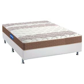 Cama Box Casal: Colchão Espuma D33 Probel Guarda Costa + Base CRC Courano White(138x188)