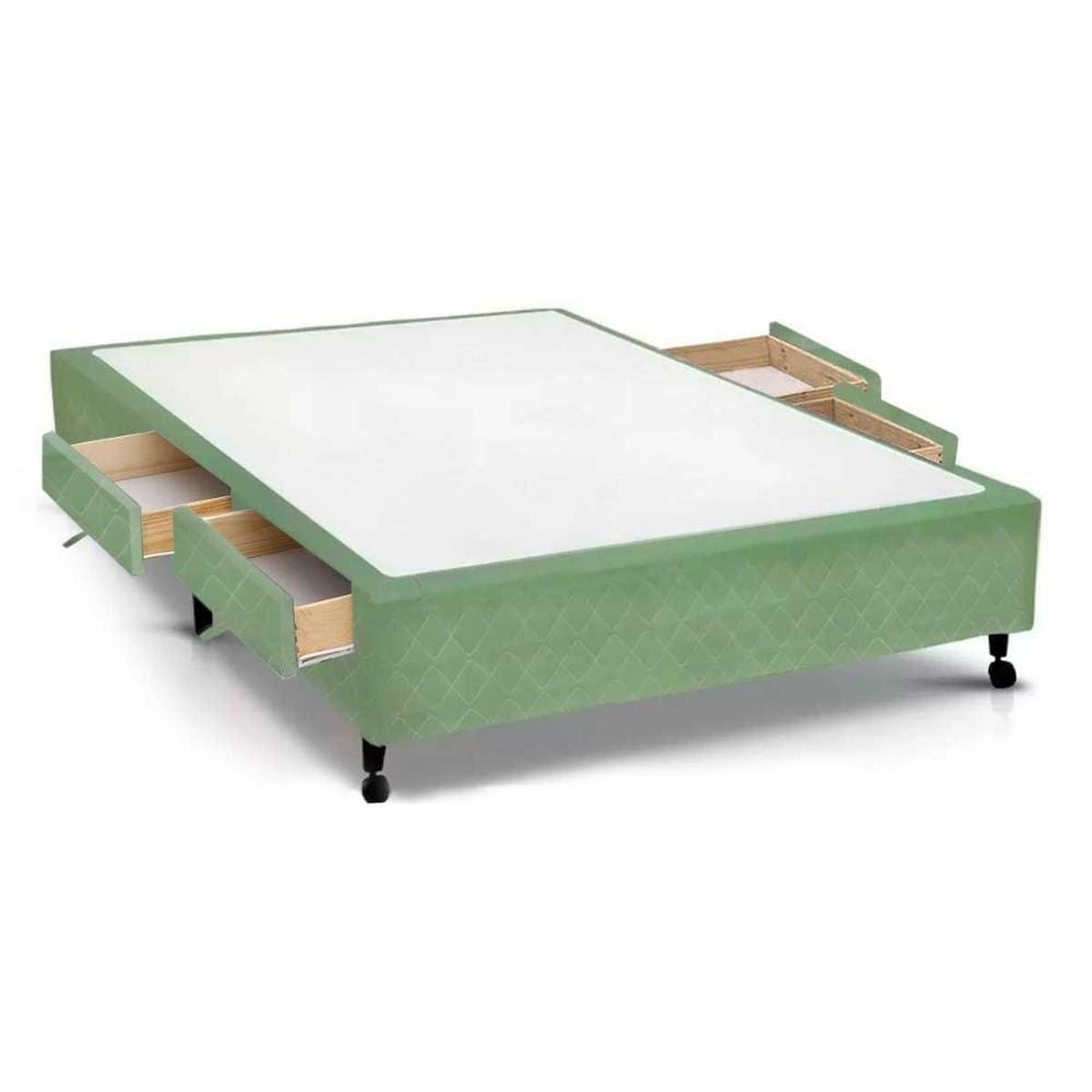 Cama Box Base c/Gavetas Casal Poli Tecido Green (138x27-c/4 Gavs) - Castor