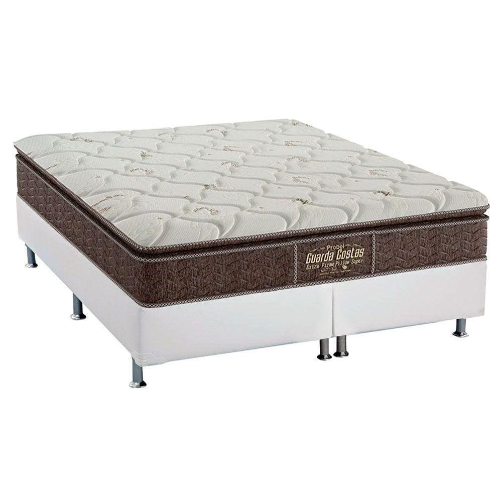 Cama Box Queen: Colchão Ortopédico Probel Guarda Costas Extra Firme + Base CRC Courano White(158x198)