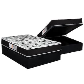 Cama Box Baú Casal: Colchão Espuma D45 Luckspuma Gran Luck Pró Saúde Duplo + Base CRC Suede Black(138x188)