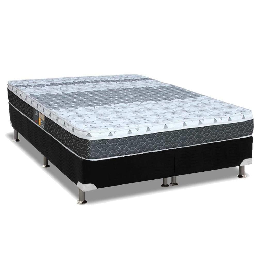Cama Box King: Colchão Molas Bonnel Castor System Class + Base CRC Suede Black(193x203)