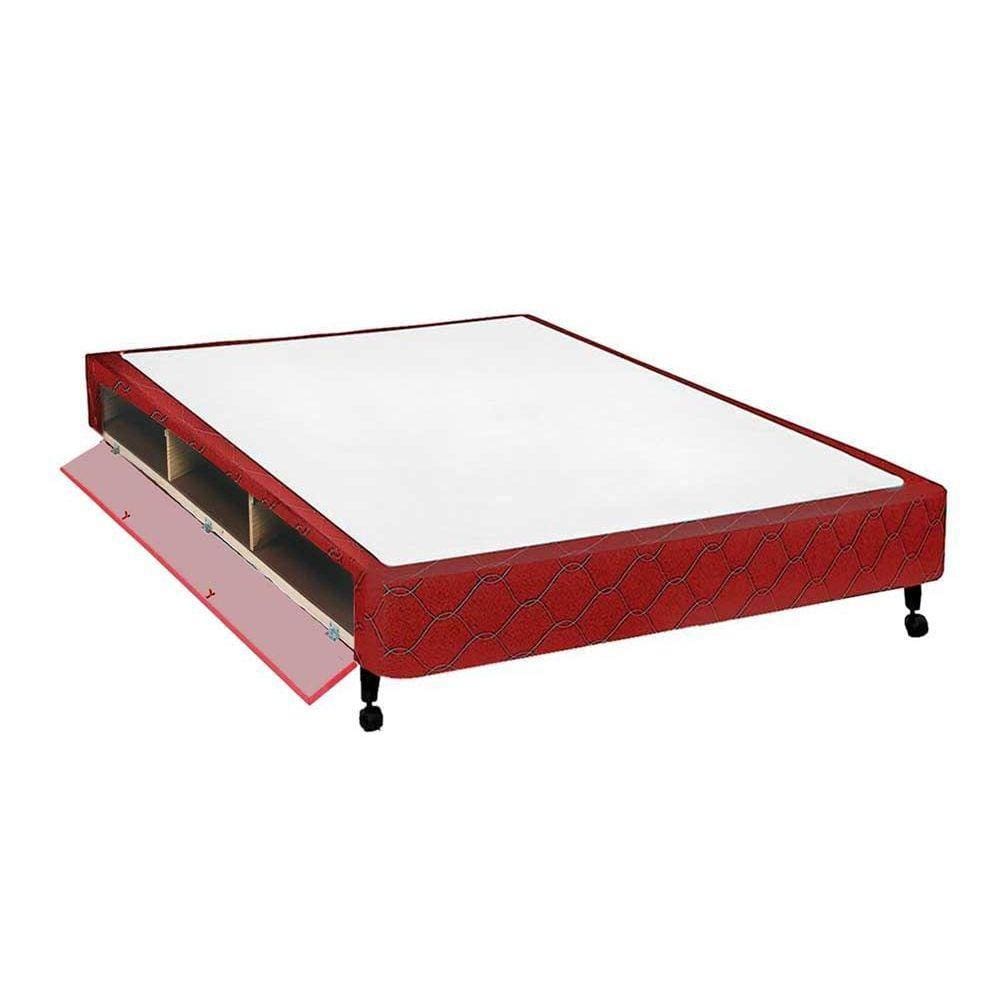 Cama Box Closet Casal  Poli Tecido Wine (138x188x27) - Castor