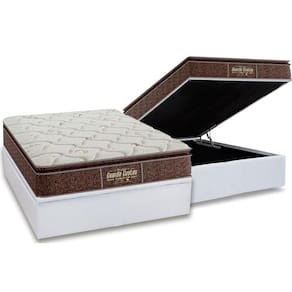 Cama Box Baú Casal: Colchão Ortopédico Probel Guarda Costas Extra Firme + Base CRC Courano White(138x188)