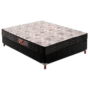 Cama Box Casal: Colchão Espuma D45 Paropas Pasquale Black + Base CRC Suede Black(138x188)