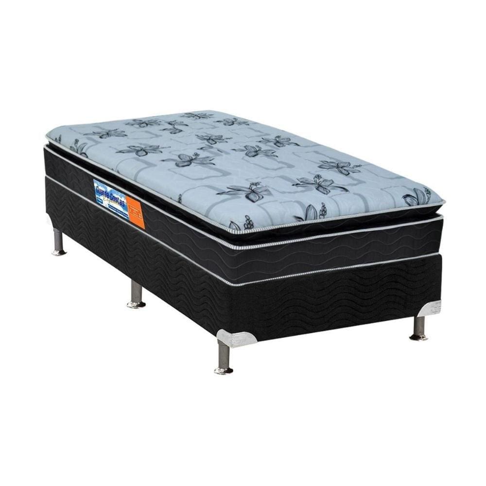 Cama Box Solteiro: Colchão Espuma Probel D28 Guarda Costas Premium Multi Firme + Base CRC Suede Black(88x188)