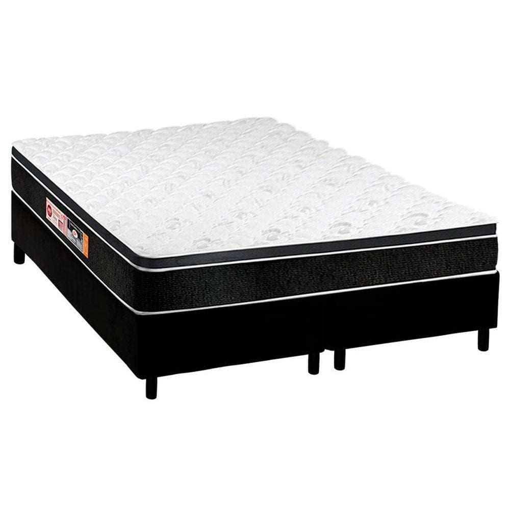 Cama Box Queen: Colchão Espuma D45 Castor Black e White Air + Base CRC Courano Black(158x198)