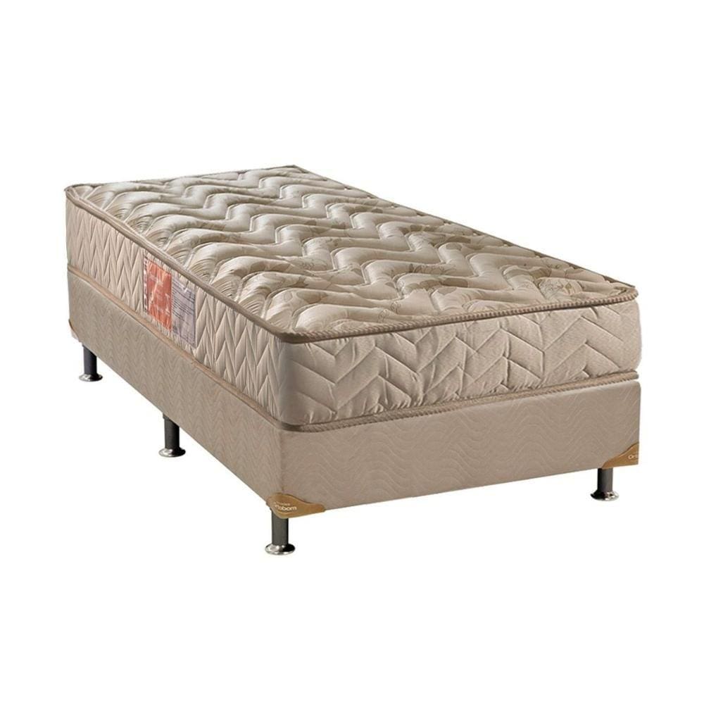 Cama Box Solteiro: Colchão Espuma D33 Paropas Pasquale + Base CRC Suede Clean(88x188)