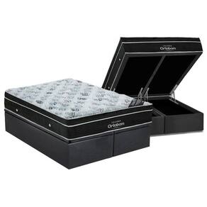 Cama Box Baú Queen: Colchão Molas Bonnel Ortobom Nanolastic Exclusive + Base CRC Suede Black(158x198)