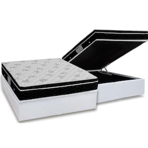 Cama Box Baú Casal: Colchão Molas Bonnel Ortobom Nanolastic Physical Spring + Base CRC Courano White(138x188)