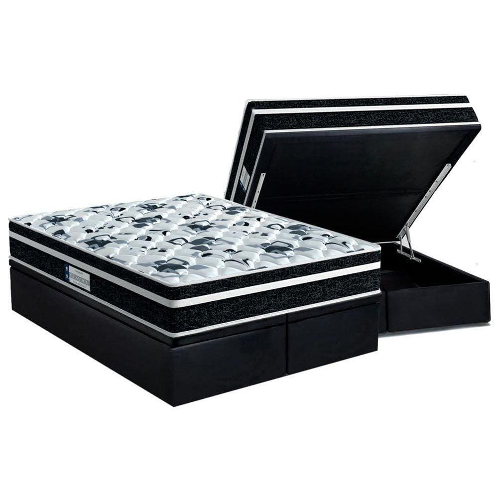 Cama Box Baú Queen: Colchão Anatômico Probel D28 / EP ProDormir Advanced Tech1000 Plus + Base CRC Suede Gray(158x198)