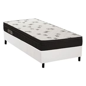 Cama Box Solteiro: Colchão Espuma D45 Ortobom Light Ortopilow + Base CRC Courano White(88x188)