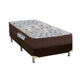 Cama Box Solteiro: Colchão Anatômico Ortobom D45/EP Fort Tech ISO 150 Mega Firme + Base CRC Suede Brown(78x188)