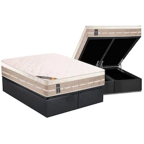 Cama Box Baú King: Colchão Molas Bonnel Castor Premium Tecnopedic + Base CRC Suede Gray(193x203)